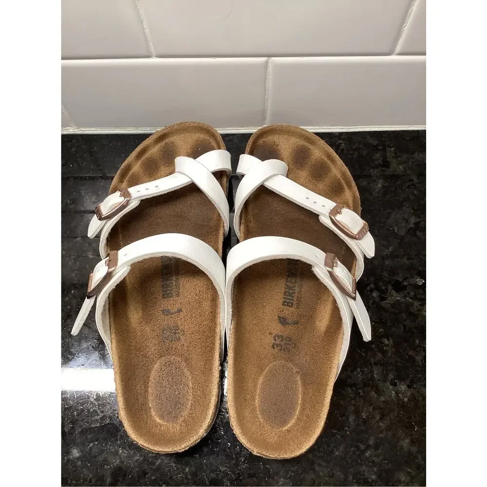 Birkenstock Mayari Kid's Birko-Flor Strappy Sandals Summer Girls White Size 33